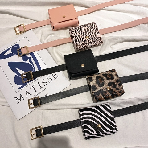 Mini Borsa Da Cintura Da Donna Pelle PU Stampa Animale Leopardata Zebra Moda Retro Piccola Squadrata Cinturino Regolabile