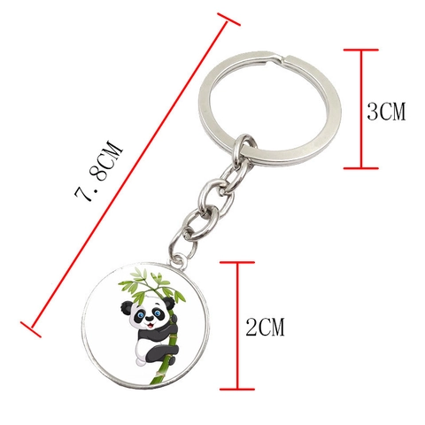Schattige Cartoon Panda Klimmen Bamboe Metalen Sleutelhanger Zinklegering Glas Hanger Sleutelring Dier Tas Charm Sieraden Voor Vrouwen Mannen Cadeau