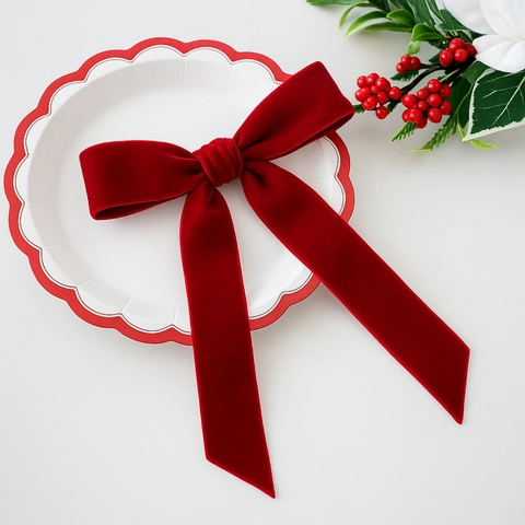 Rote Samtschleifen Weihnachtsbaum Deko Doppellagige Feiertagsdekoration Aufhängen Ornamente Für Home Party Festliche Eleganz