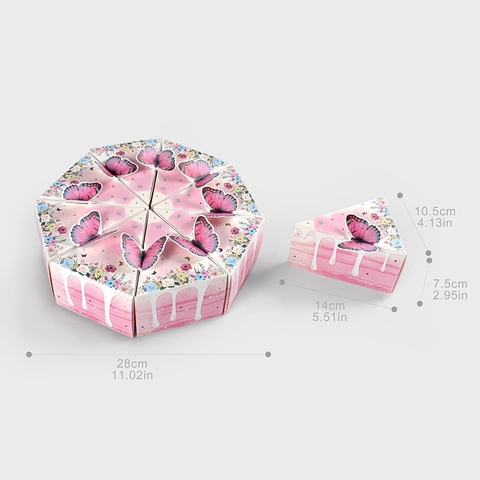 Boîtes Cadeaux Forme Gâteau Papillon 3D Étuis Emballage Bonbons en Carton Triangulaires pour Mariage Anniversaire Fête