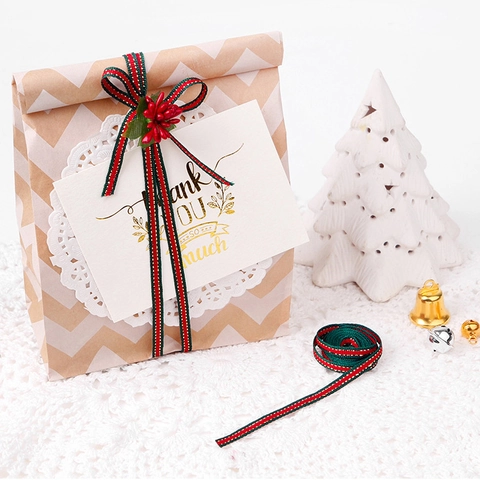 Weihnachtsband Polyester Rot Grün Gestreift Für Geschenkverpackungen DIY Handwerk Schleife Feiertagsdekoration Festlich