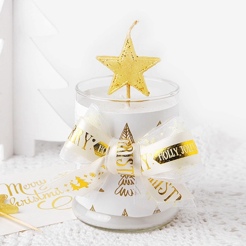 Weihnachtsband Goldfolie Bedruckt Feiertagsdekoration Polyester Für Geschenkverpackung Kuchenbox Ornament Cremeweiß