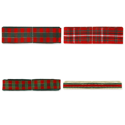 Christmas Decorative Ribbon Red Green Plaid Gingham With Gold Thread For Gift Wrapping DIY Craft Holiday Tree Decoration