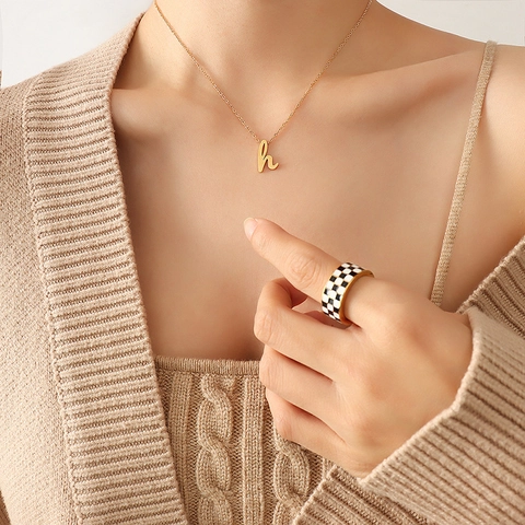 Collar Con Colgante De Letra H Chapado En Oro De 18K Acero Inoxidable Joyería De Cadena Minimalista