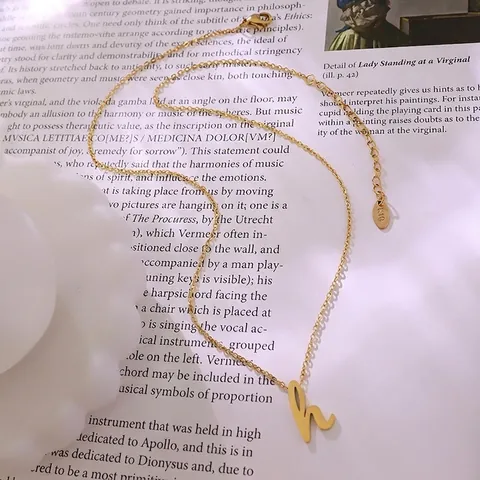 Collar Con Colgante De Letra H Chapado En Oro De 18K Acero Inoxidable Joyería De Cadena Minimalista