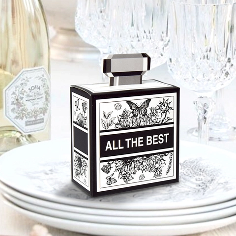 Parfumflesvormige Geschenkdoos Zwart Wit Vlinder Bloemen Snoepdoos Voor Bruiloft Verjaardag Feest Kleine Geschenkdoos