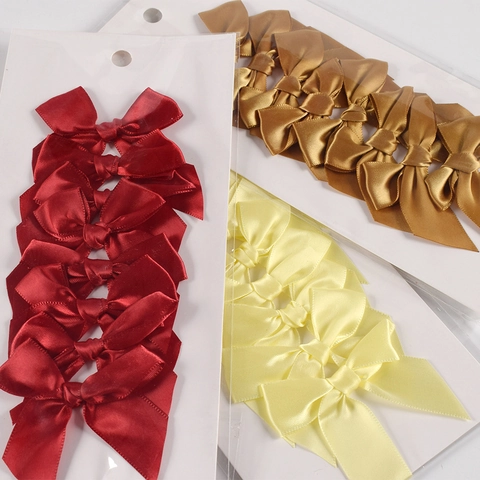 Satin Ribbon Bows With Metallic Twist Ties For Gift Wrapping Bakery Packaging Party Decoration Hand Tied Polyester