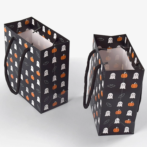 Halloween Geist Kürbis Fledermaus Muster Papier Geschenktüte Mit Griff Cartoon Tragbare Kleine Leckerli Tasche Für Party Halloween Zubehör