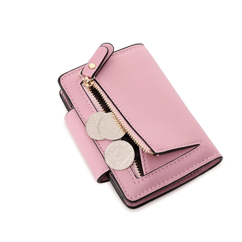 Portafoglio da Donna in Pelle PU Corto a 3 Pieghe Minimalista Trama Litchi Con Cerniera Portamonete Moda Pendolare Mini Borsa