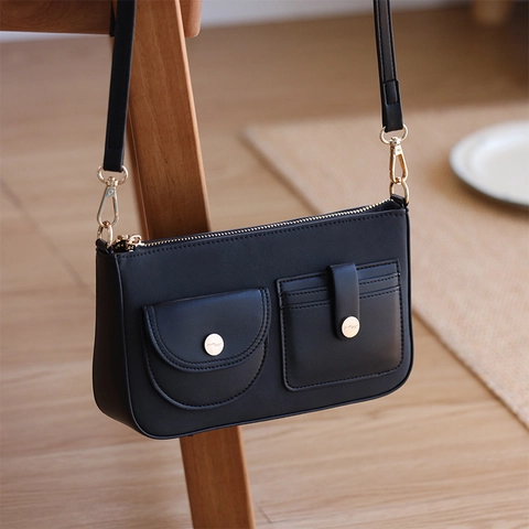 Umhängetasche Mit Vielen Taschen PU Leder Unterarm Schultertasche Trendige Pendler Handtasche Für Damen Vielseitig Schick