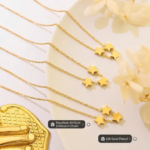 Collar Con Colgante De Estrellas Minimalista Acero De Titanio Chapado En Oro 18K Joyería Para Mujer
