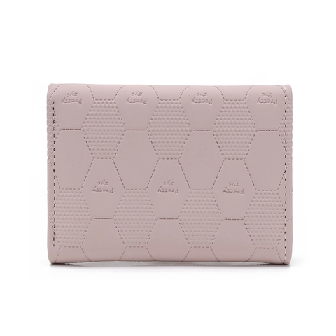 Cartera Corta Mujer Cuero PU Textura Panal Múltiples Ranuras Tarjetas Plegable Mini Monedero Moda Elegante