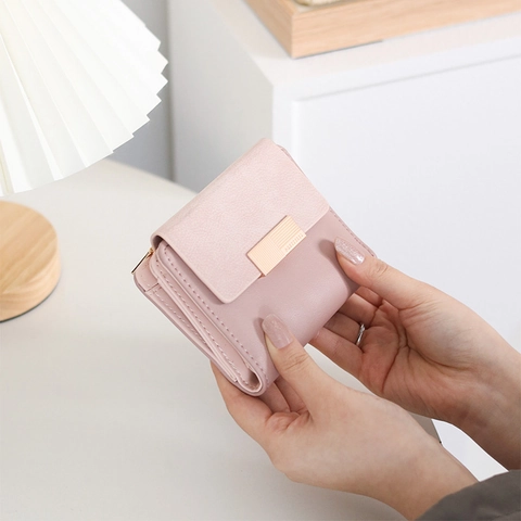 Portafoglio Corto Donna Pelle PU Pieghevole Portamonete Con Scomparto Per Monete Slot Per Carte Stile Coreano Accessorio
