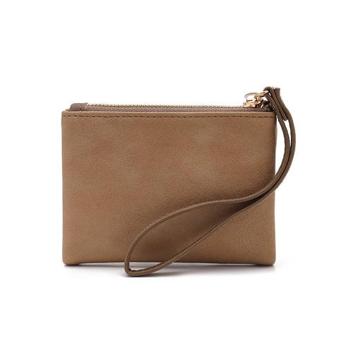 Women Short PU Leather Wallet Cute Giraffe Embroidery Folding Purse With Zipper Pocket And Wrist Strap For Girls
