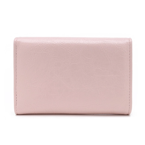 Women Mini PU Leather Wallet Crinkle Texture Gold Twist Lock Buckle Foldable Small Coin Purse Multi Card Slot Holder Handbag