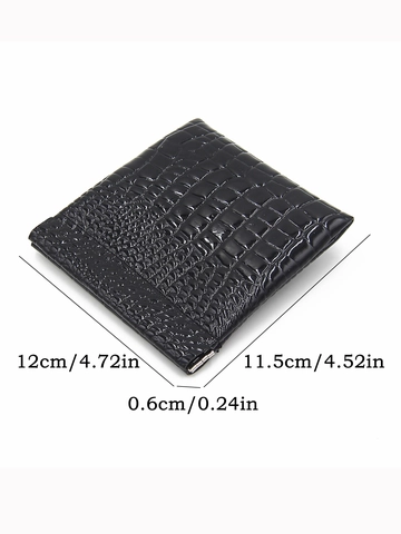 Women's Automatic Closure PU Leather Mini Coin Purse Crocodile Pattern Squeeze Open Storage Bag Portable Card Holder Pocket