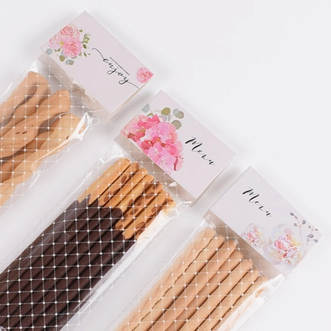 Tarjetas de Cierre de Papel Floral Con Bolsas Largas de OPP Transparentes Para Galletas de Panadería Embalaje de Alimentos Bolsas Florali Decorativas