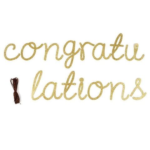 Gold Glitzer Glückwunsch Banner Für Abschlussfeier Hochzeit Geburtstag Party Dekorationen Elegante Schreibschrift Girlande