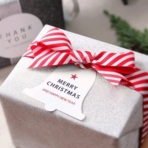Juego de Etiquetas de Regalo de Papel Especial de Navidad Forma de Campana Estrella Árbol de Navidad Etiquetas Multicolores para Decoración de Embalaje Festivo