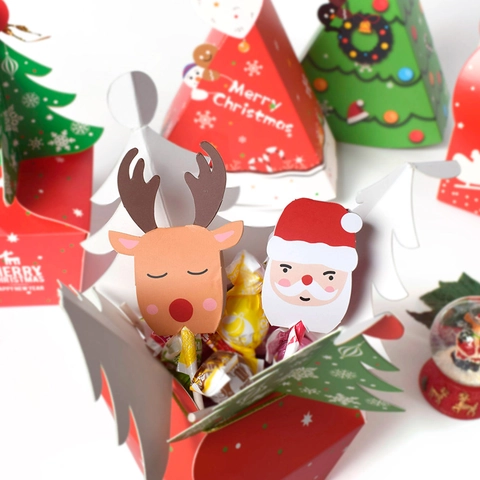 Christmas Lollipop Decoration Cards Cartoon Santa Claus Reindeer Snowman Paper Tags For Xmas Candy Gift Holiday Party Favors