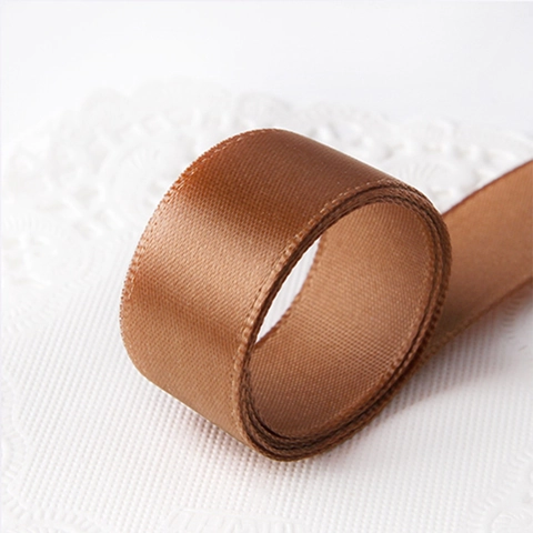 Vintage Brown Polyester Satin Ribbon For Gift Wrapping DIY Crafts Wedding Party Decoration Smooth Satin Like Solid Color Ribbon