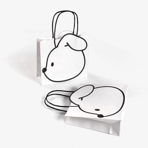 Bolsas De Regalo Portátiles Con Animales De Dibujos Animados Cartón Blanco Embalaje Minimalista Para Recuerdos De Fiesta De Cumpleaños