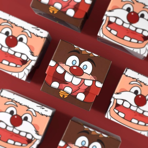 Boîtes Cadeaux de Noël en Papier Dessin Animé Père Noël Renne Pour Pomme Bonbons Boîtes en Carton Carrées Fournitures de Fête
