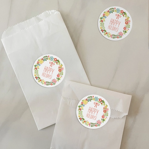 Adesivi Decorativi Per Confezioni Regalo Etichette Sigillo Motivi Floreali Foglia Buone Feste Grazie Decorazione