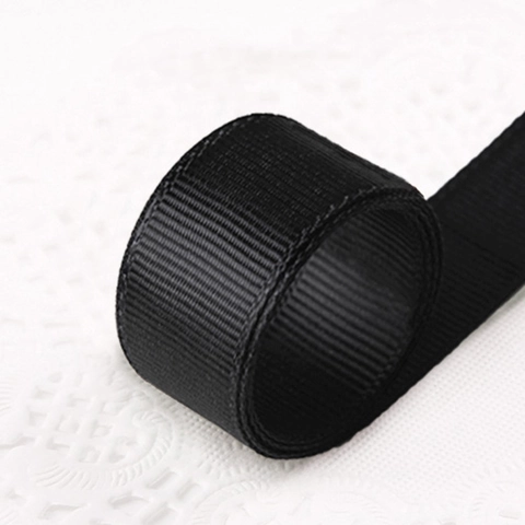 Black Grosgrain Ribbon Polyester Ribbed Tape For Gift Wrapping DIY Craft Baking Decoration Accessory Wedding Party