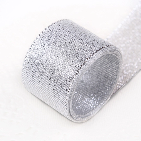 Metallic Gift Wrapping Ribbon Polyester Woven Texture For Wedding Birthday Christmas Party Decor DIY Craft Supplies Gold Silver