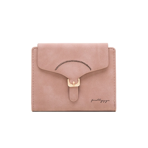 Portafoglio Corto da Donna in Pelle PU Vintage Con Fibbia a Cerniera Trifold Lady Purse Slot per Carte Tasca per Monete