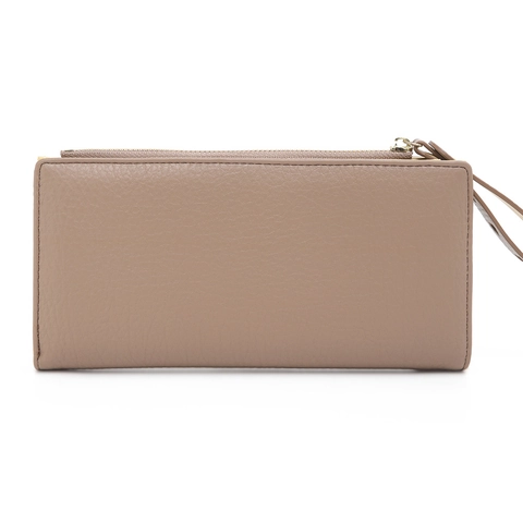 Women Long Wallet PU Leather Litchi Pattern Heart Decoration Zipper Clutch Purse With Wristlet Strap Sweet Style