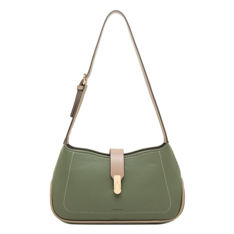 Bolso De Axila Retro Para Mujer Cuero PU Color De Contraste Bolso De Hombro Cruzado Con Correa Ajustable Y Cierre De Corazón