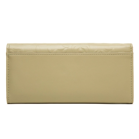 Cartera Larga Para Mujer Cuero PU Relieve Rosa Floral Gran Capacidad Bolso De Mano Tarjetero Cierre Hebilla Metálica Elegante