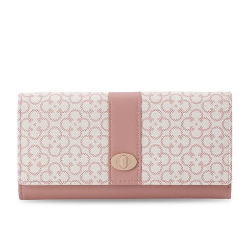 Elegante Portafoglio Lungo da Donna Con Motivo a Quadrifoglio Floreale Pochette in Ecopelle Con Chiusura a Girello Organizzatore