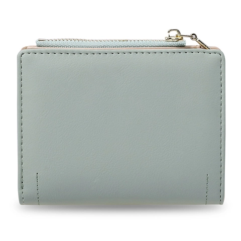 Portafoglio Donna Corto in Pelle PU Stampa Floreale Bifold Porta Carte Con Etichetta in Metallo Cerniera Tasca Monete Clutch