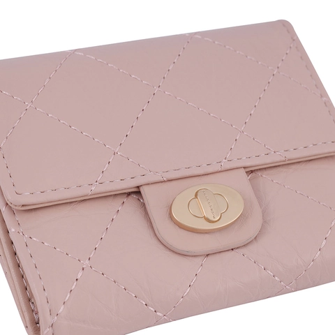 Damen Kurz Geldbörse Gesteppt PU Leder Mini Portemonnaie Faltbar Mode Elegant Süß Tasche Mit Metallschloss