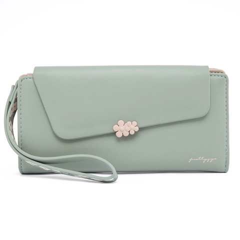 Cartera Larga Mujer Cuero PU Plegable Gran Capacidad Decoración Floral Bolso De Mano Con Correa Porta Tarjetas Diario