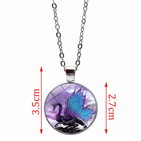 Collar con Colgante de Dragón de Vidrio Cabujón de Aleación de Zinc Vintage Fantasía Cielo Estrellado Joyería Diaria Regalo Mujer Hombre