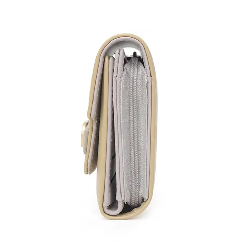 Cartera Corta Para Mujer Cuero PU Plegable Portatarjetas Simple Moda Color Sólido Hebilla Metal Multifuncional