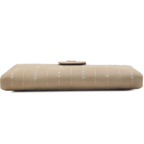 Women Long Wallet PU Leather Leaf Embroidery Clutch Bag Phone Holder Multi Card Slots Fashionable Durable