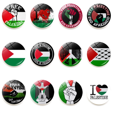 Palestine Flag Creative Fridge Magnets Crystal Glass Round Refrigerator Magnet For Whiteboard Kitchen Home Decor Office Decoration