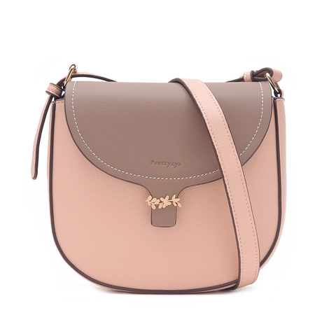 Dames PU Leren Zadeltas Crossbody Tas Contrastkleur Mode Kleine Vierkante Schoudertas Met Goud Blad Metalen Gesp Dagelijkse Tas