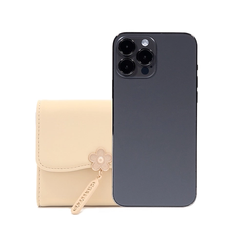 Cartera Corta De Tres Pliegues Para Mujer En Cuero PU Con Colgante De Flor Y Múltiples Ranuras Para Tarjetas Elegante