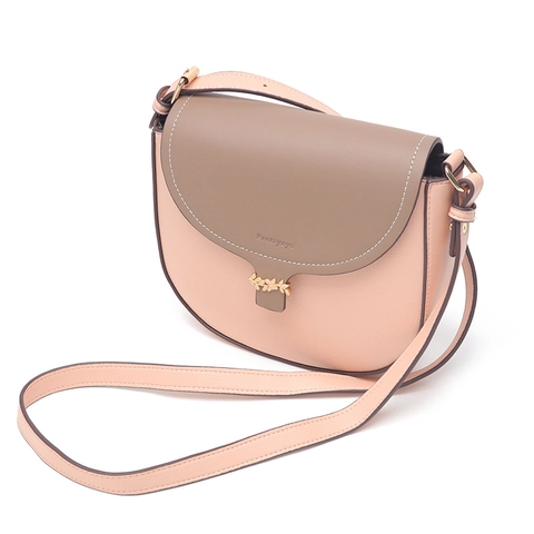 Dames PU Leren Zadeltas Crossbody Tas Contrastkleur Mode Kleine Vierkante Schoudertas Met Goud Blad Metalen Gesp Dagelijkse Tas