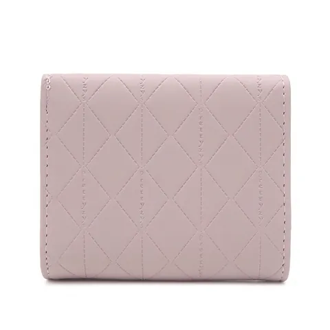 Portafoglio Corto da Donna in Pelle Sintetica a Rombi Con Ciondolo a Foglia Slot per Carte Multiple Pochette alla Moda