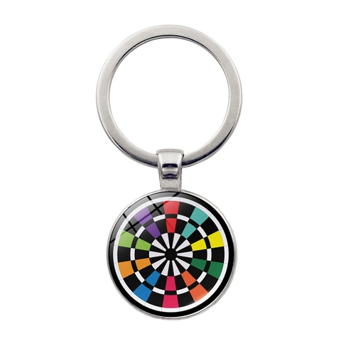 Creative Colorful Dartboard Round Metal Keychain Glass Dome Zinc Alloy Keyring Sports Target Hobby Accessories Gift