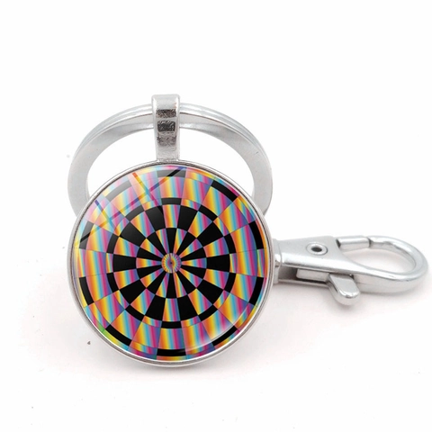 Darts Target Keychain Vintage Zinc Alloy Glass Cabochon Pendant Lobster Clasp Key Ring For Men Women Daily Accessory Gift