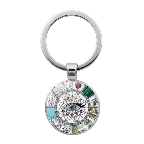 Evil Eye Glücksbringer Schlüsselanhänger Boheme Hand Der Fatima Kleeblatt Zinklegierung Glas Anhänger Mystischer Vintage