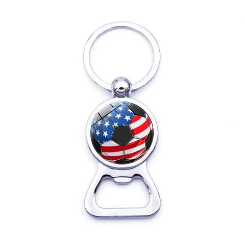 Portachiavi Apribottiglie in Metallo Palla Sportiva Design Bandiera Americana Lega di Zinco per Uomo Donna Appassionati